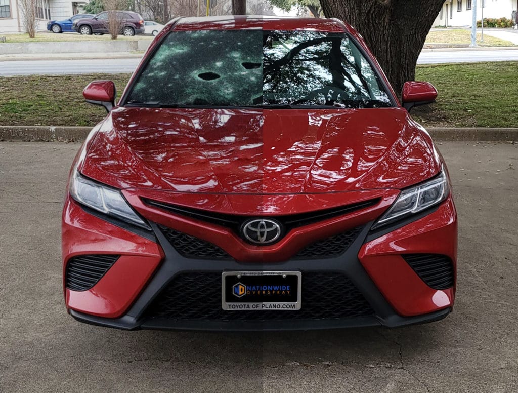 before after hail damage repair Red Toyota Camry