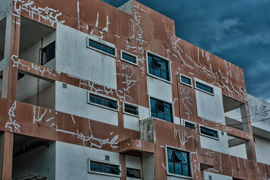 overspray on building